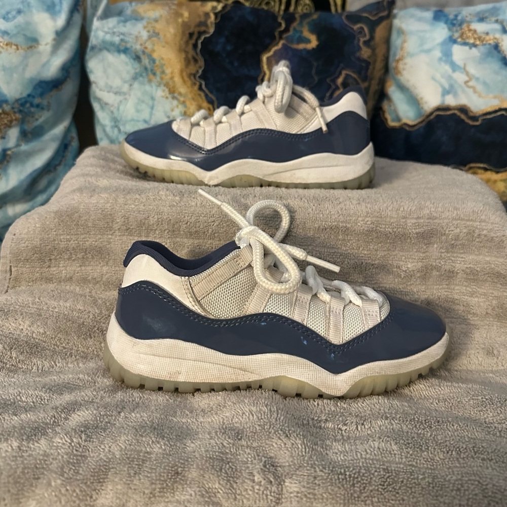 Blue and White Low-Top Sneakers